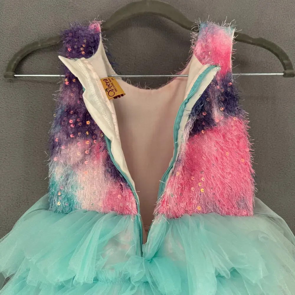 Veera Girls Pastel Rainbow Tutu Gown Maxi Dress 26‎ Made in India Party Fancy